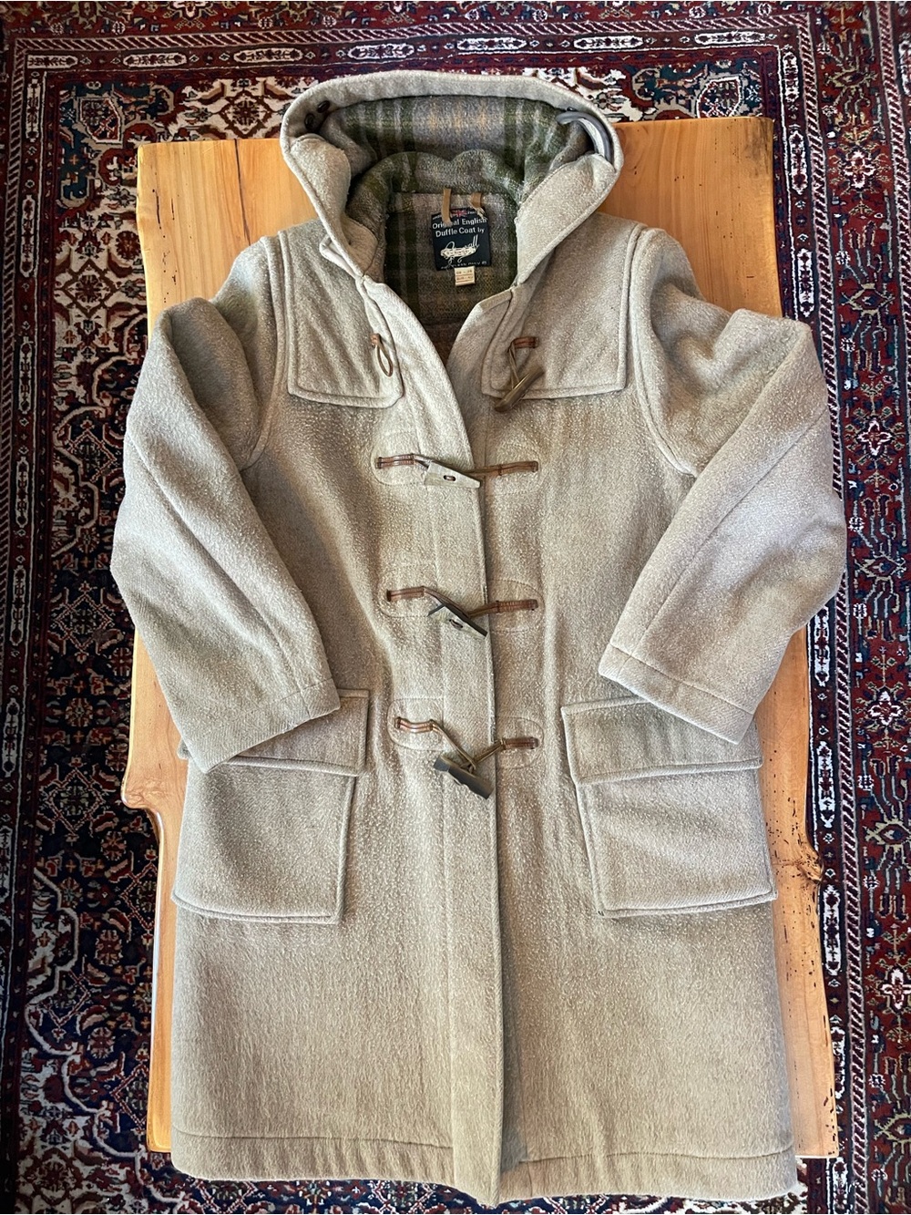 Vintage Gloverall England Women’s Brown Duffle Toggle Wool Blemd Coat Size 12